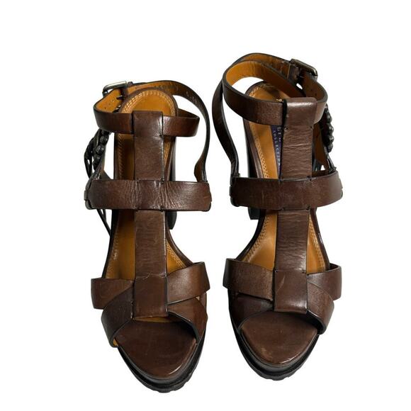 Ralph Lauren Sharilla Leather Concho Sandal Brown Size 5.5 - Picture 2 of 6